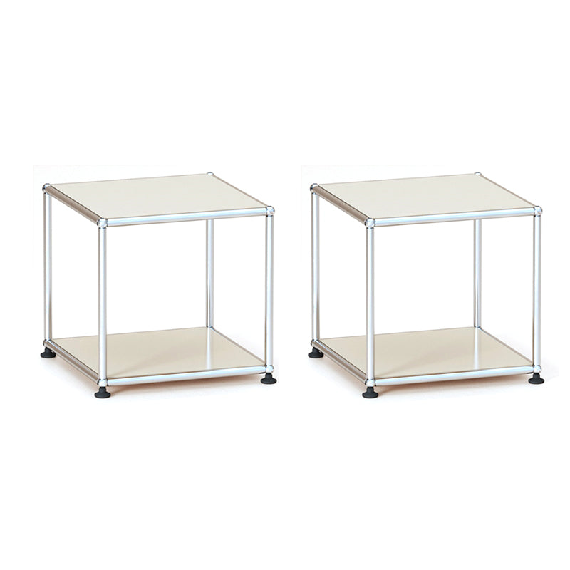 15. 6" Tall Modern Square Sofa Side Accent Table with Floor Shelf