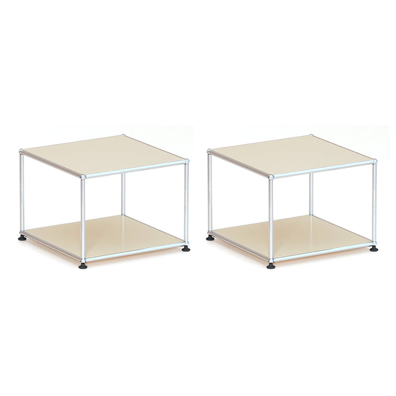 15. 6" Tall Modern Square Sofa Side Accent Table with Floor Shelf