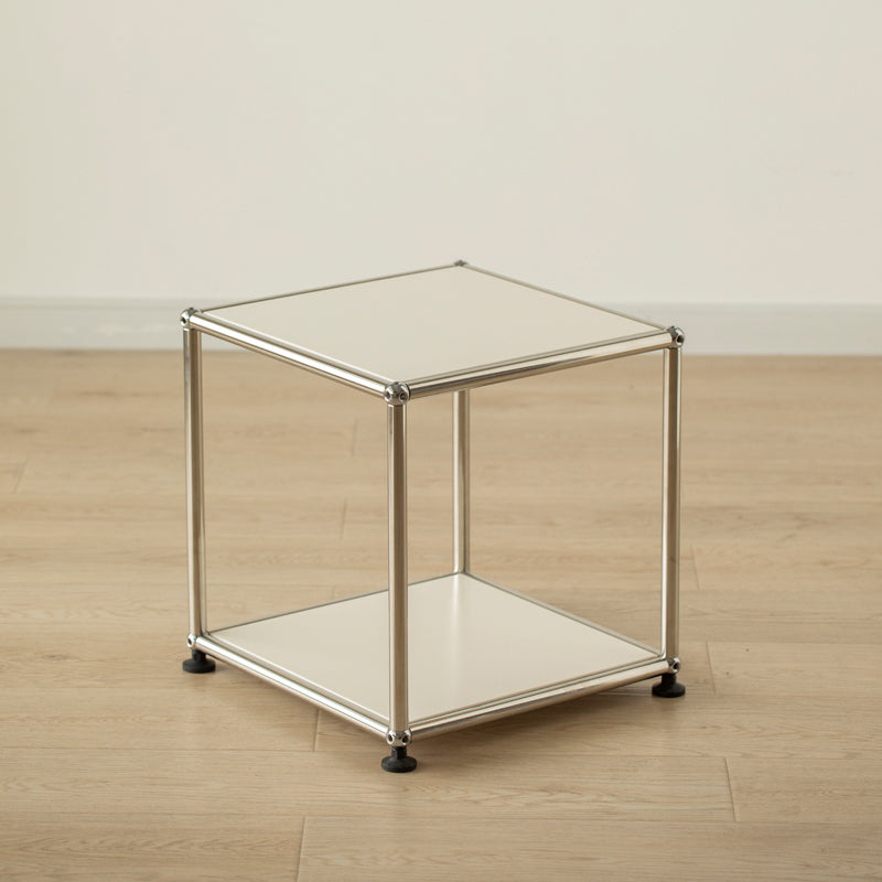 15. 6" Tall Modern Square Sofa Side Accent Table with Floor Shelf