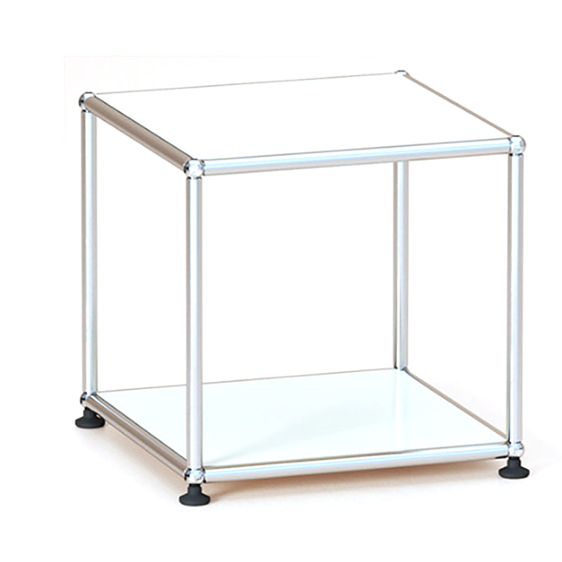 15. 6" Tall Modern Square Sofa Side Accent Table with Floor Shelf