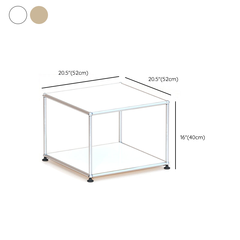 15. 6" Tall Modern Square Sofa Side Accent Table with Floor Shelf