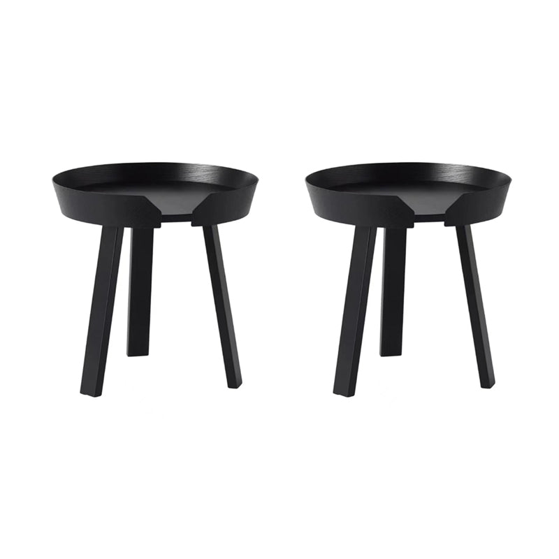 Solid Wood Tray Top End Table 3/4 Legs 2 Pieces Side Table Set