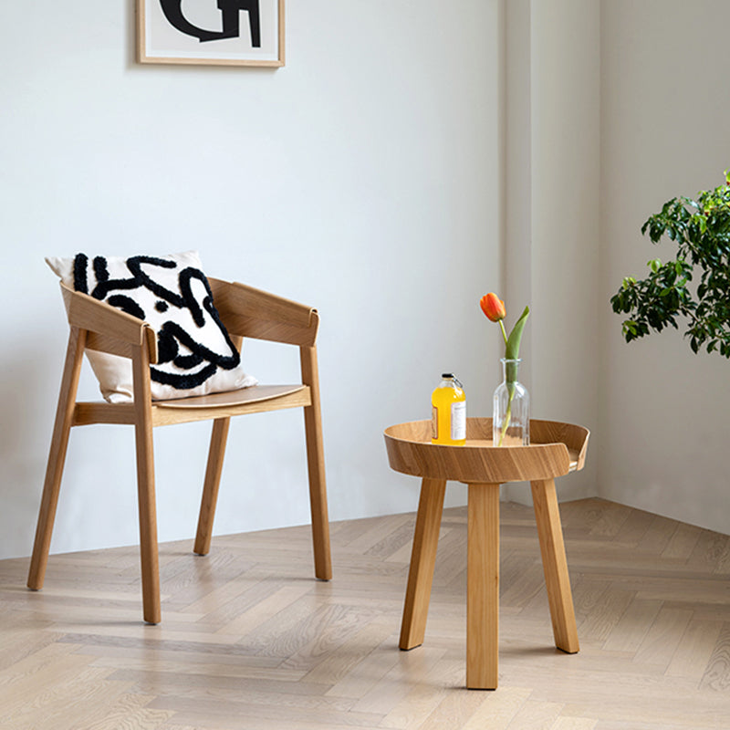 Solid Wood Tray Top End Table 3/4 Legs 2 Pieces Side Table Set