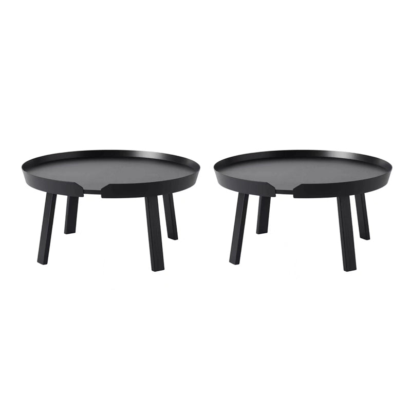 Solid Wood Tray Top End Table 3/4 Legs 2 Pieces Side Table Set