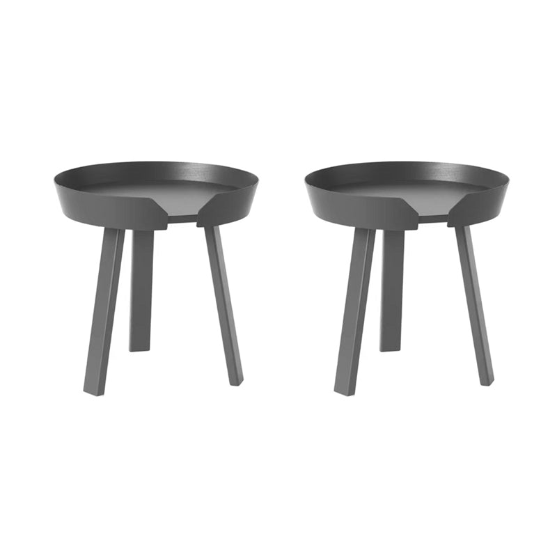 Solid Wood Tray Top End Table 3/4 Legs 2 Pieces Side Table Set