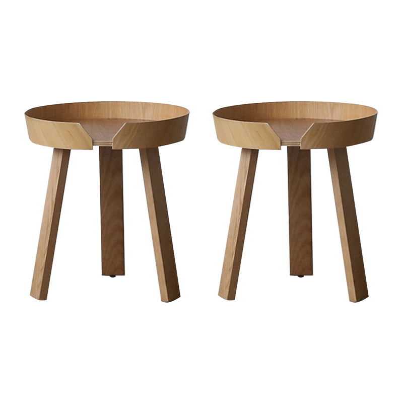 Solid Wood Tray Top End Table 3/4 Legs 2 Pieces Side Table Set