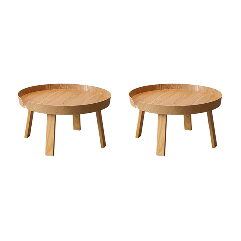 Solid Wood Tray Top End Table 3/4 Legs 2 Pieces Side Table Set