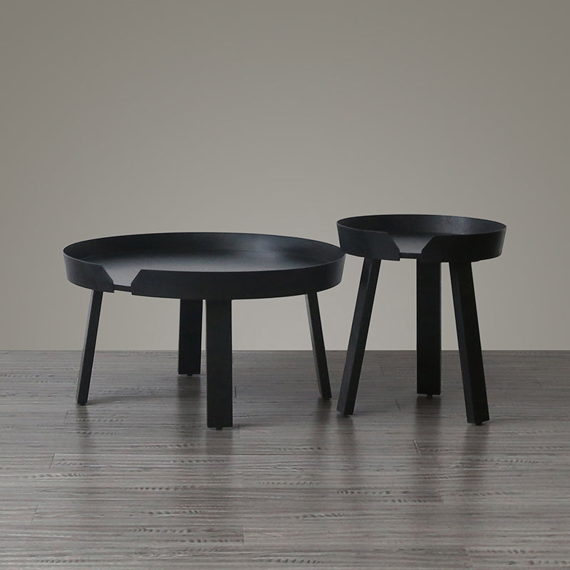 Solid Wood Tray Top End Table 3/4 Legs 2 Pieces Side Table Set
