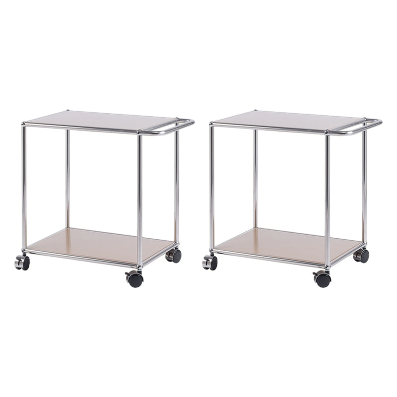 Contemporary Simple Rectangular End Table with Casters 1-Shelf 23.2" Tall Side Table