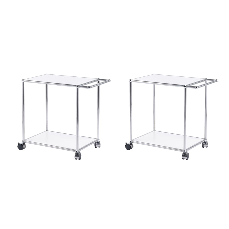 Contemporary Simple Rectangular End Table with Casters 1-Shelf 23.2" Tall Side Table