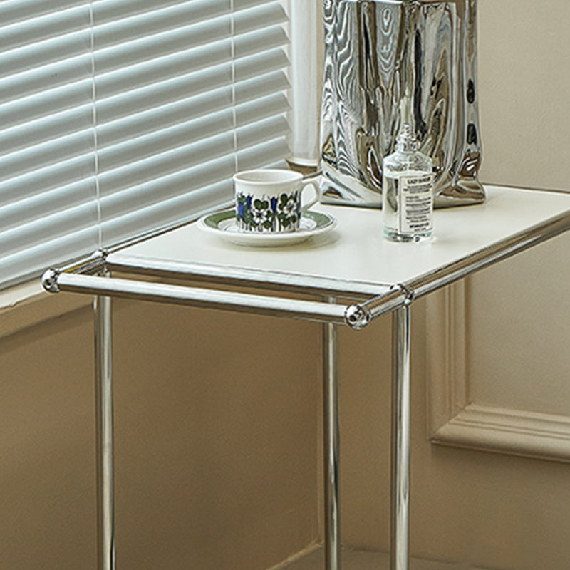 Contemporary Simple Rectangular End Table with Casters 1-Shelf 23.2" Tall Side Table