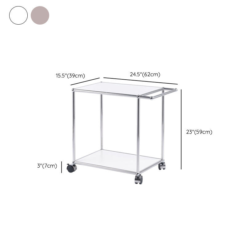 Contemporary Simple Rectangular End Table with Casters 1-Shelf 23.2" Tall Side Table