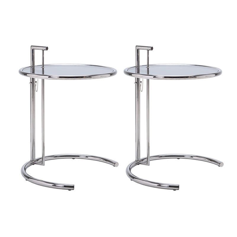 Adjustable Height Glass Side Table Modern Dia 20.1" C End Table