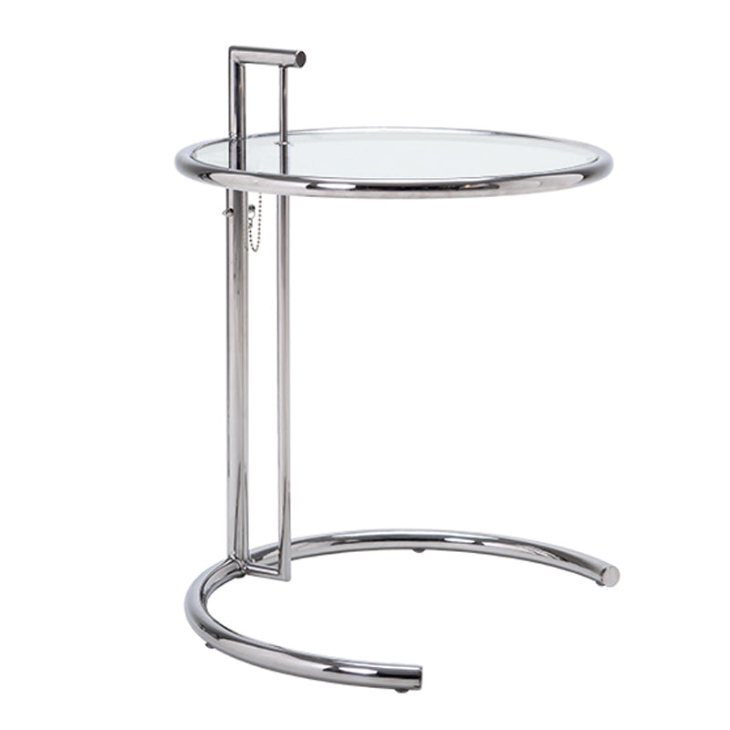 Adjustable Height Glass Side Table Modern Dia 20.1" C End Table