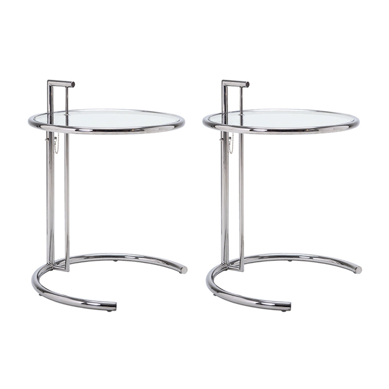 Adjustable Height Glass Side Table Modern Dia 20.1" C End Table