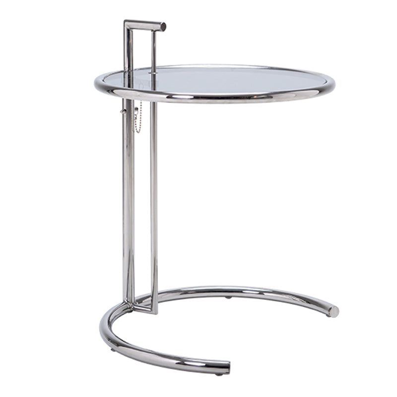 Adjustable Height Glass Side Table Modern Dia 20.1" C End Table