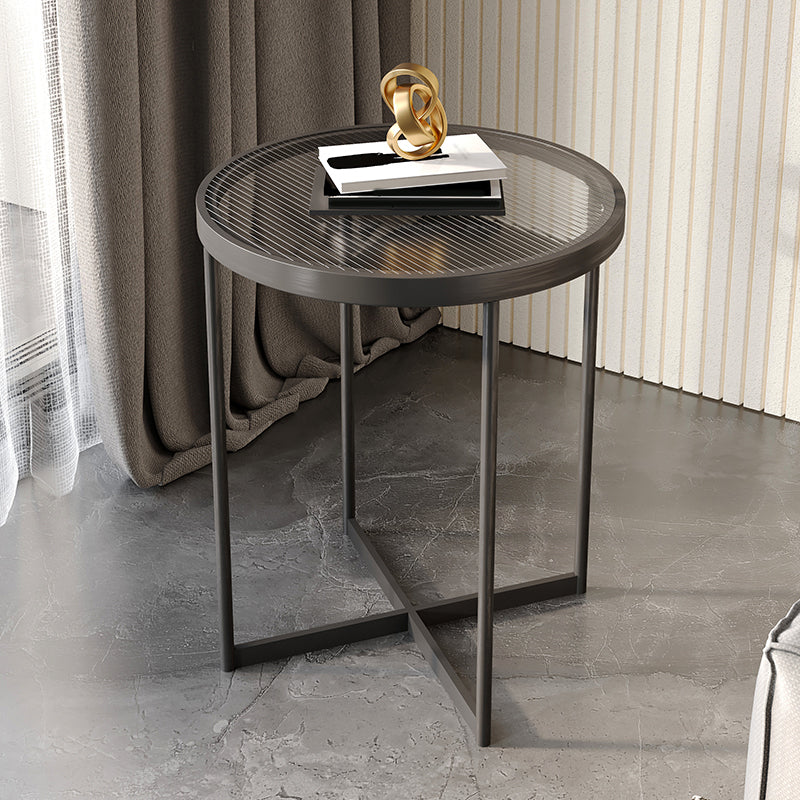 Modern Glass Round Side End Table Cross Legs Sofa Corner Table