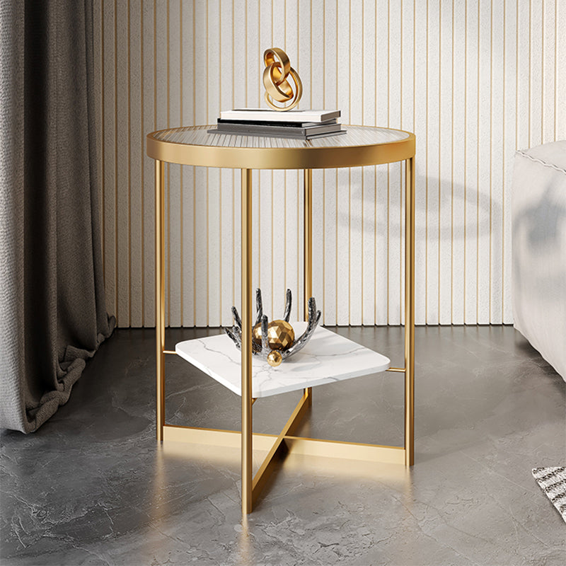 Modern Glass Round Side End Table Cross Legs Sofa Corner Table
