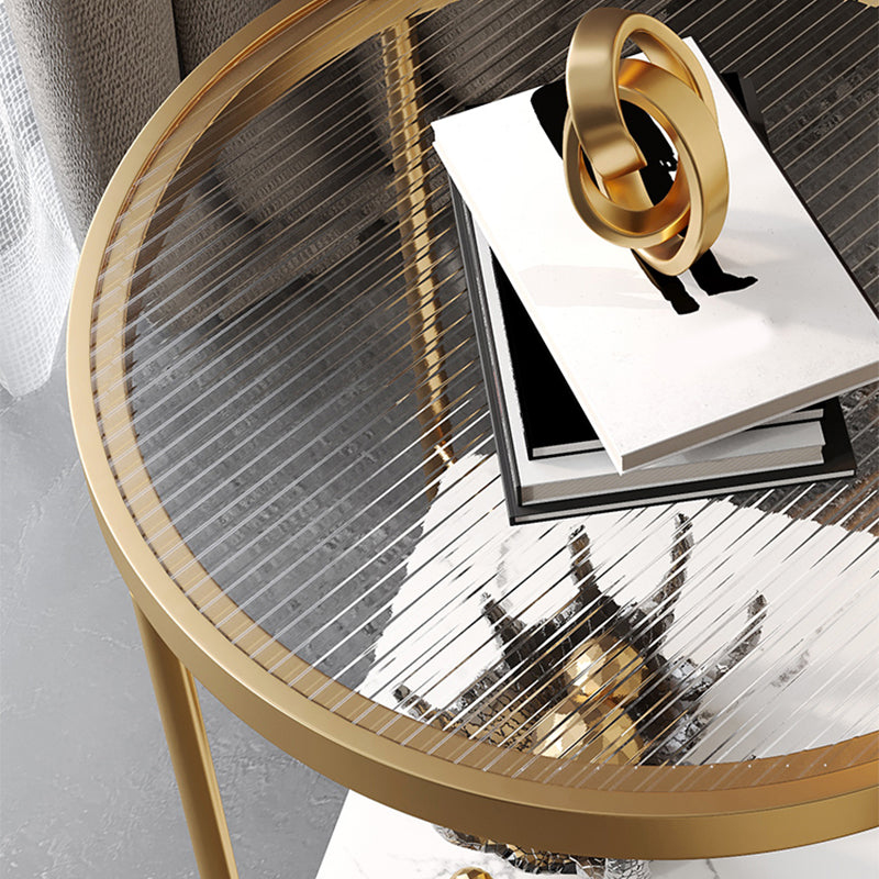 Modern Glass Round Side End Table Cross Legs Sofa Corner Table