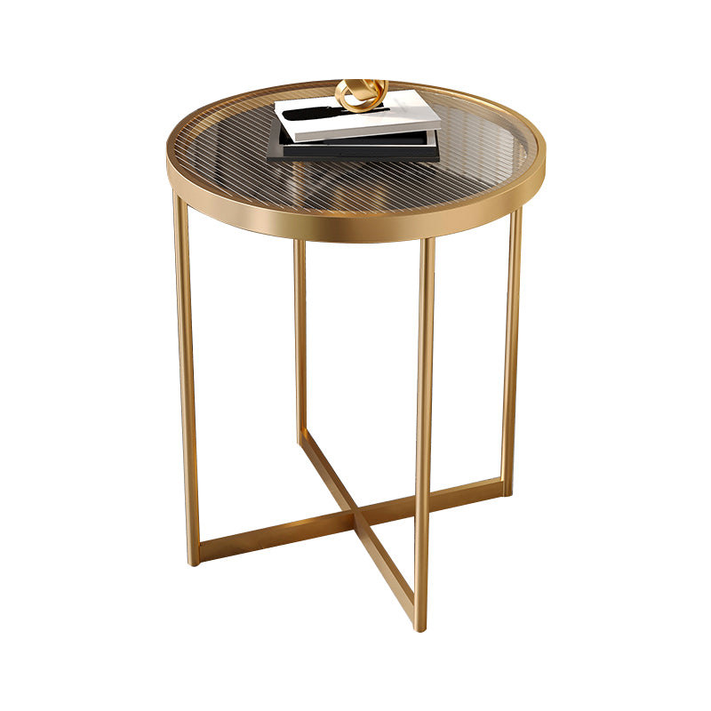 Modern Glass Round Side End Table Cross Legs Sofa Corner Table