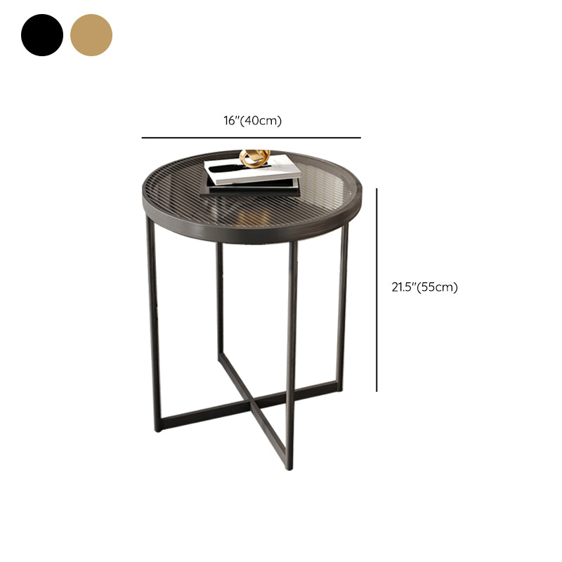 Modern Glass Round Side End Table Cross Legs Sofa Corner Table