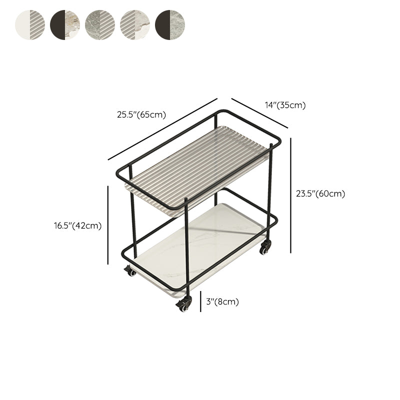 Glass Top End Table with Casters Modern 25.6"w 1-Shelf Side Table