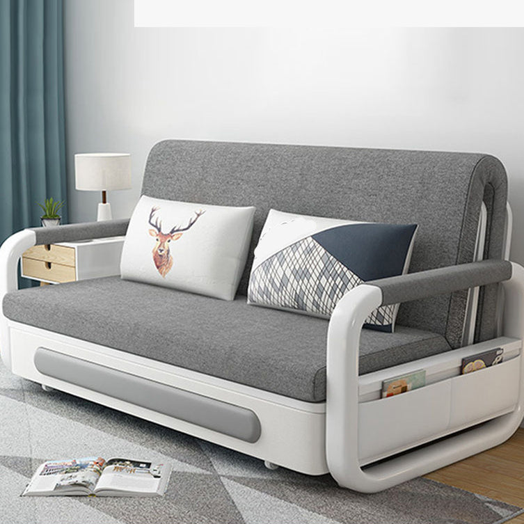 Modern Convertible Cotton Sofa Bed Upholstered Fabric Metal Bed