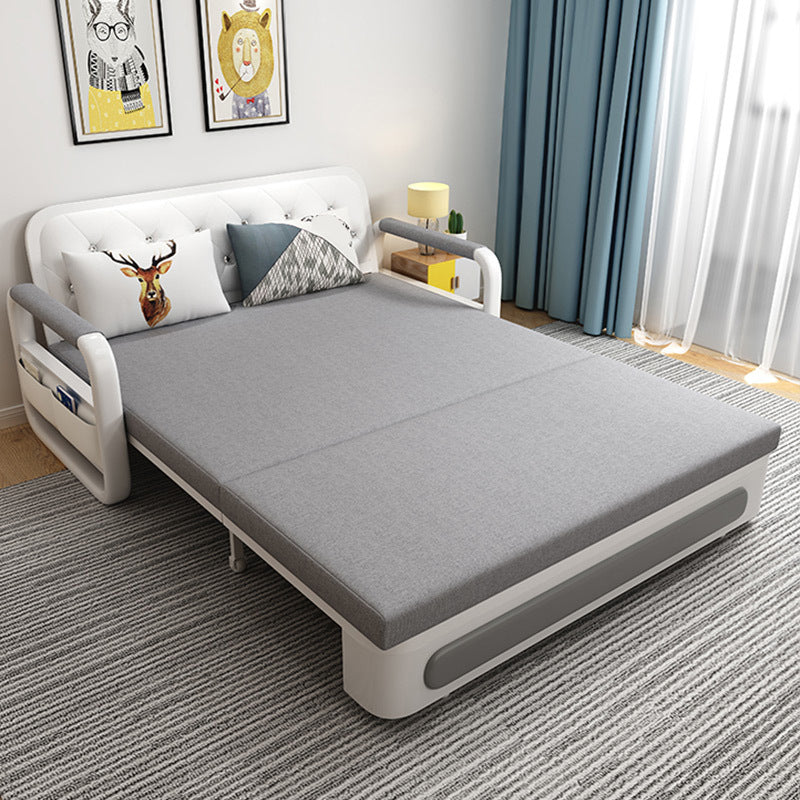 Modern Convertible Cotton Sofa Bed Upholstered Fabric Metal Bed