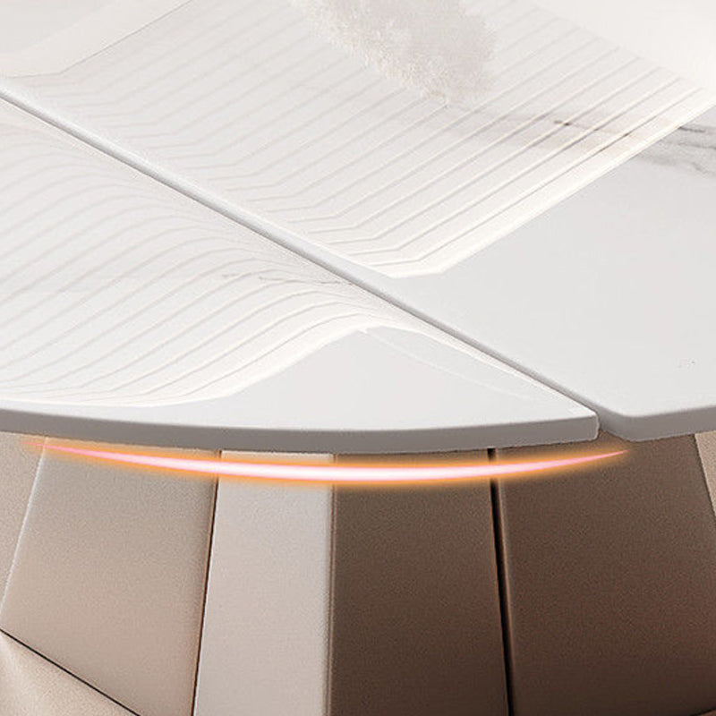 Extendable Stone Dining Table Steel Base Contemporary Dinner Table for Home