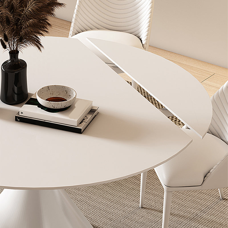 Metal and Slate Table Contemporary Style Home White Round Dining Table