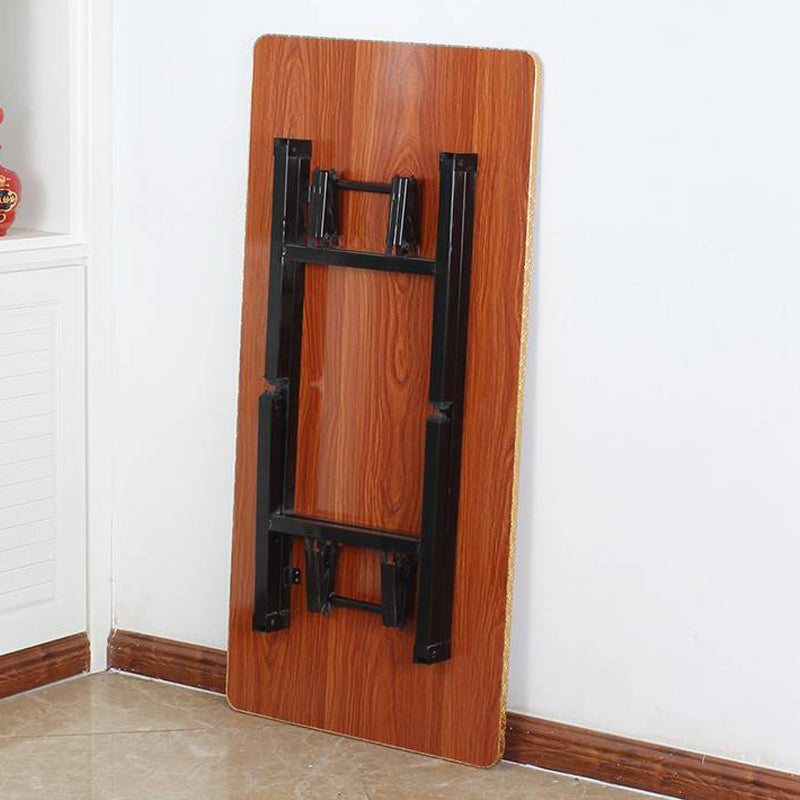 Metal and Wood Table Mid-Century Modern Style Foldable Rectangular Dining Table