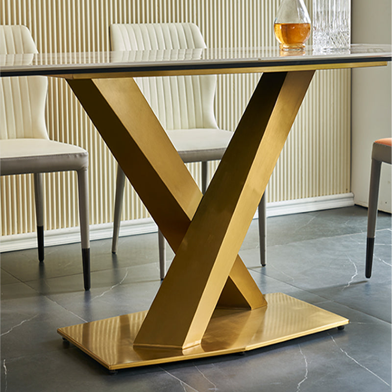 Rectangle Sintered Stone Kitchen Table Luxury Home Dining Table