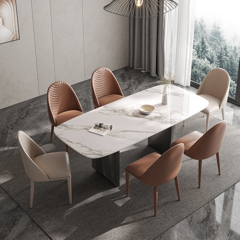 Luxury Double Pedestal Dining Table Sintered Stone Dining Room Desk