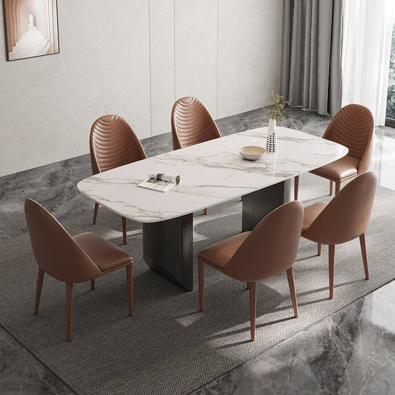 Luxury Double Pedestal Dining Table Sintered Stone Dining Room Desk