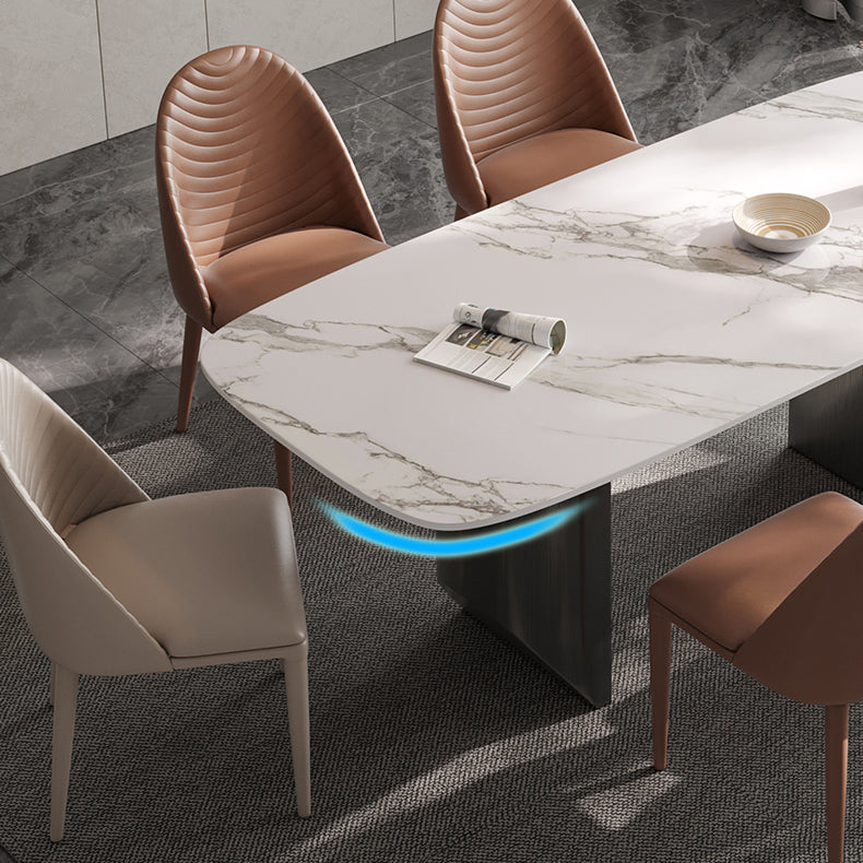 Luxury Double Pedestal Dining Table Sintered Stone Dining Room Desk