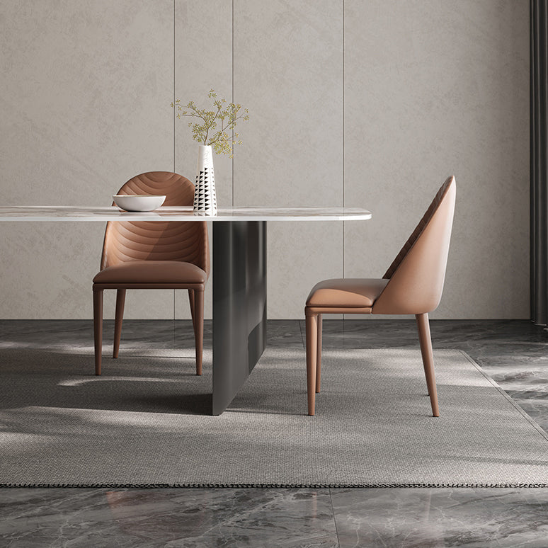 Luxury Double Pedestal Dining Table Sintered Stone Dining Room Desk