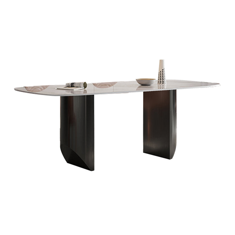 Luxury Double Pedestal Dining Table Sintered Stone Dining Room Desk
