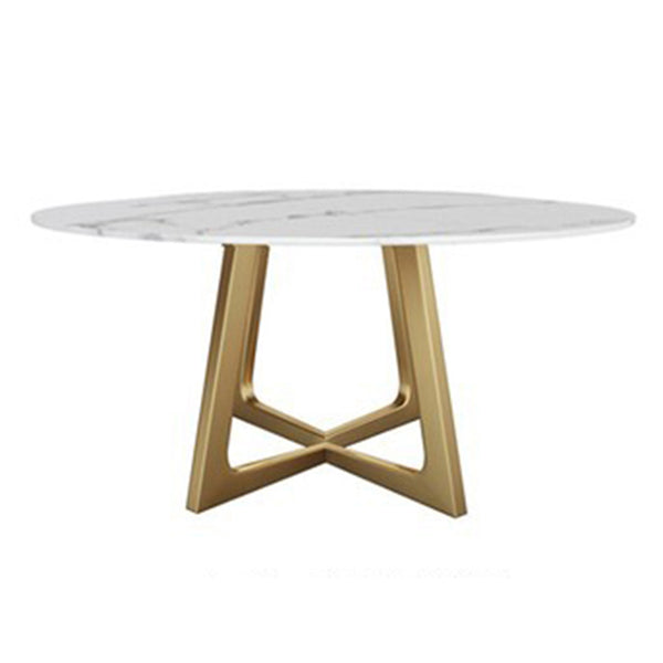 Metal and Stone Table Glam Style Round Dining Table for Home Living Room