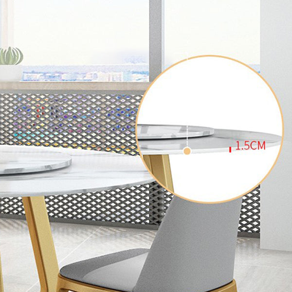 Metal and Stone Table Glam Style Round Dining Table for Home Living Room