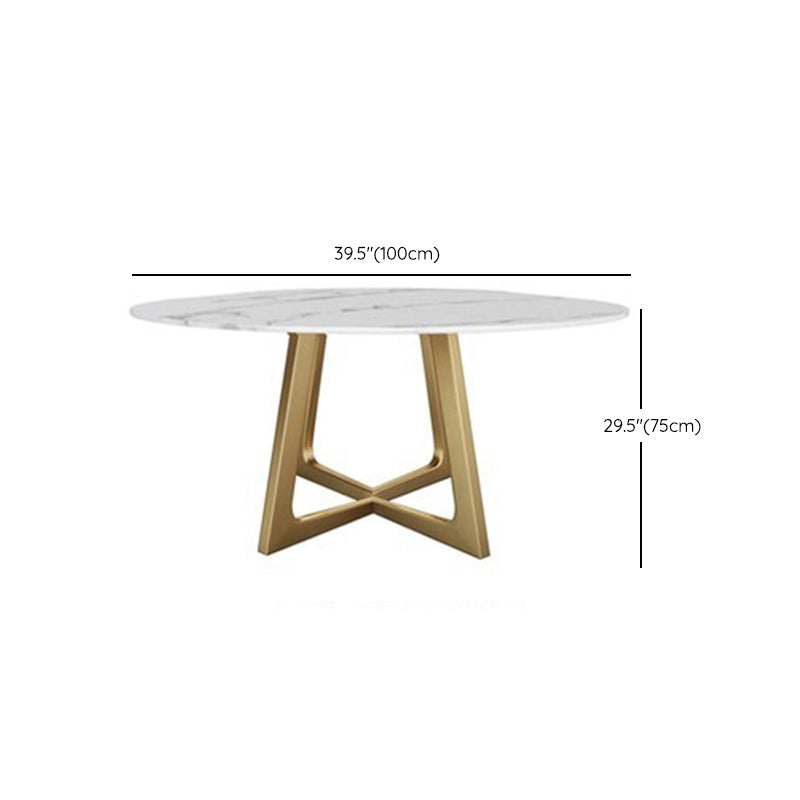 Metal and Stone Table Glam Style Round Dining Table for Home Living Room