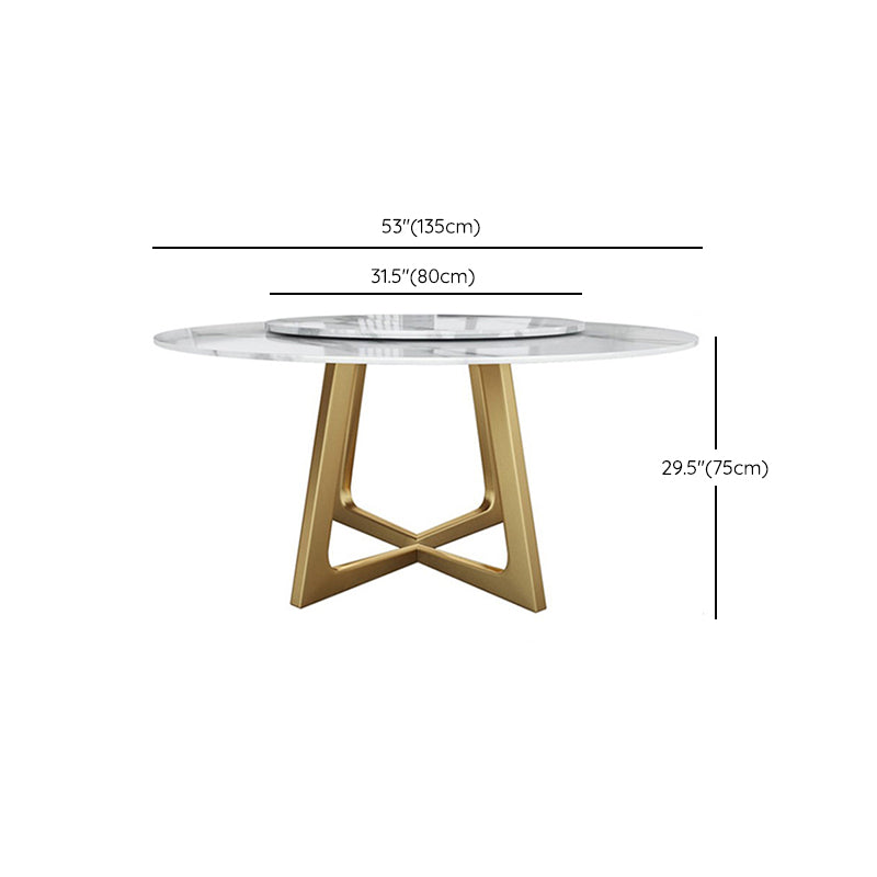 Metal and Stone Table Glam Style Round Dining Table for Home Living Room