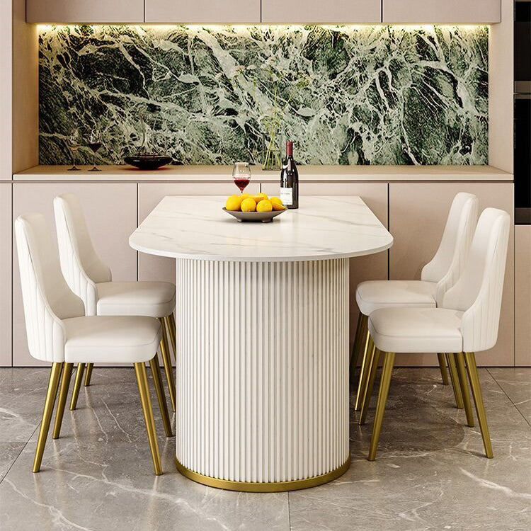 Luxury Sintered Stone Kitchen Table Double Pedestal Dining Table