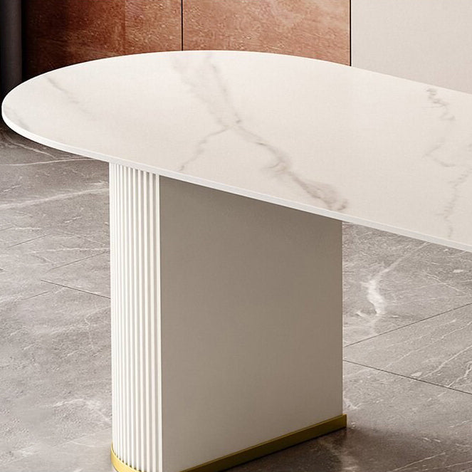 Luxury Sintered Stone Kitchen Table Double Pedestal Dining Table