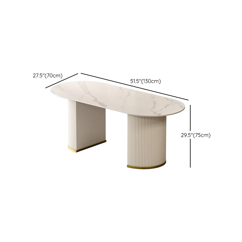 Luxury Sintered Stone Kitchen Table Double Pedestal Dining Table