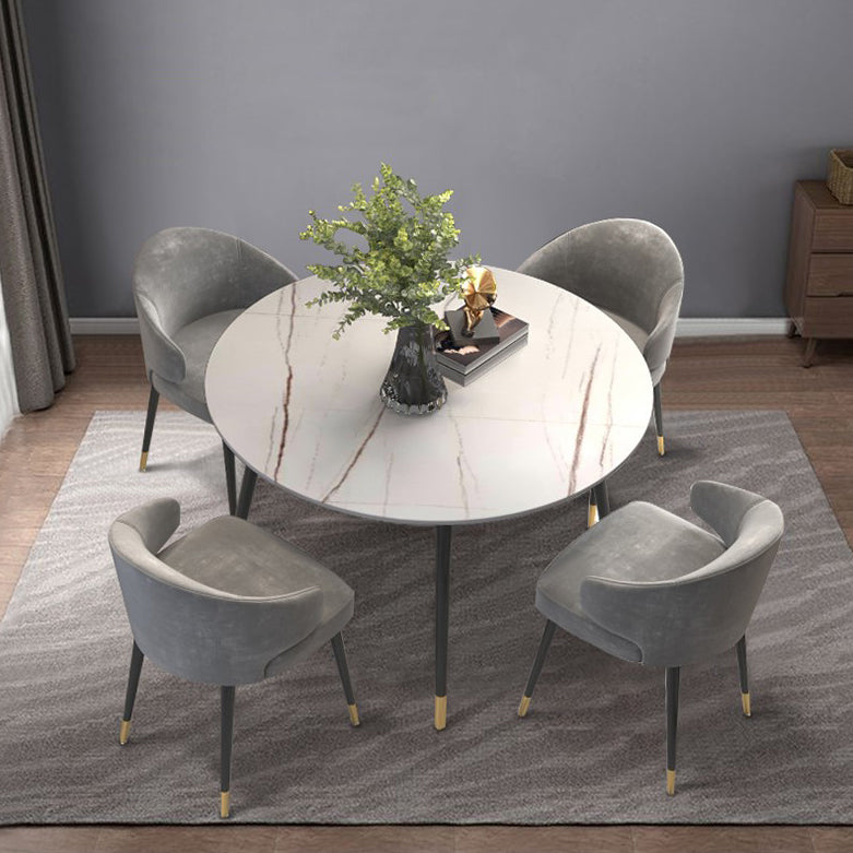 Metal and Slate Table Glam Style Home Living Room Round Dining Table