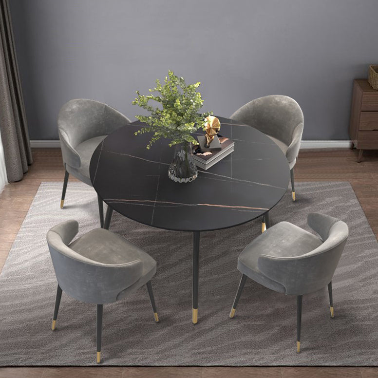 Metal and Slate Table Glam Style Home Living Room Round Dining Table
