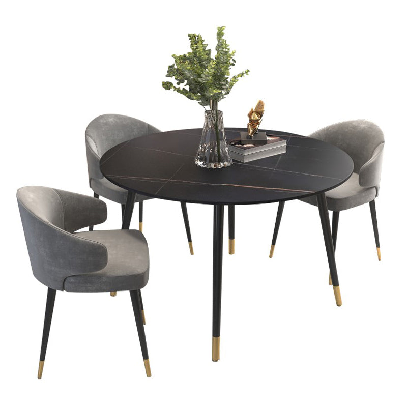 Metal and Slate Table Glam Style Home Living Room Round Dining Table