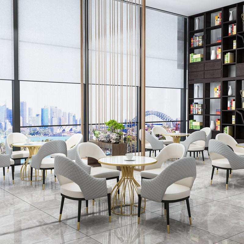 Metal and Stone Table Glam Style Simple Home Round Dining Table