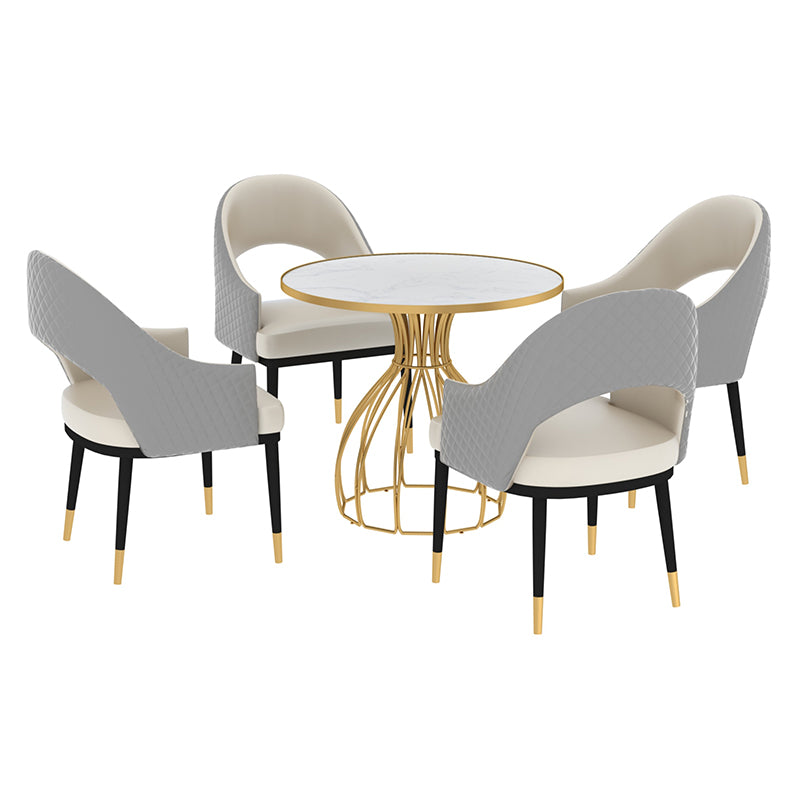 Metal and Stone Table Glam Style Simple Home Round Dining Table
