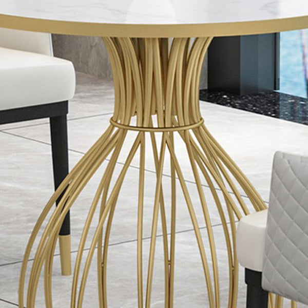 Metal and Stone Table Glam Style Simple Home Round Dining Table